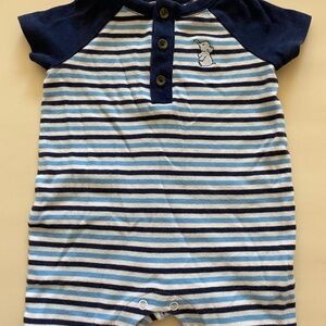 Janie and Jack Navy and Light Blue Striped Baby Shirt